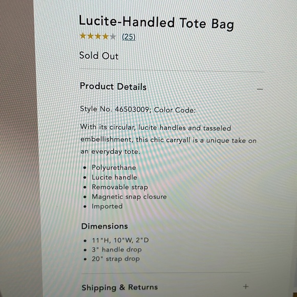 Anthropologie Lucite-Handle Tote Bag-use with Crossbody Strap or Handles - Picture 9 of 10